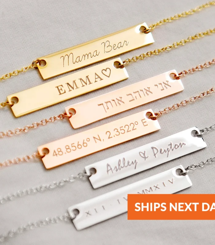 Custom Engraved Bar Name Necklace
